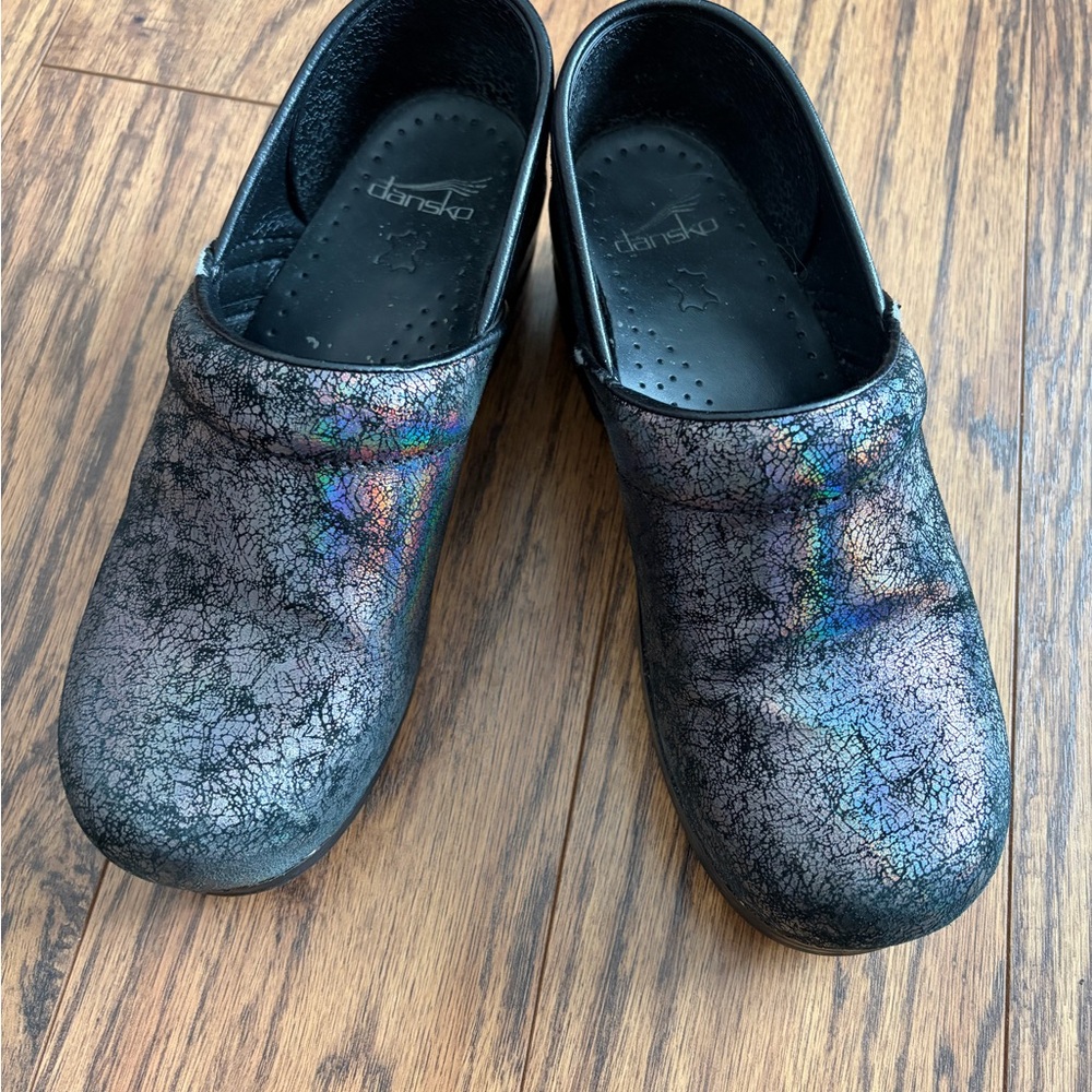 Dansko Bluish Iridescent Clogs